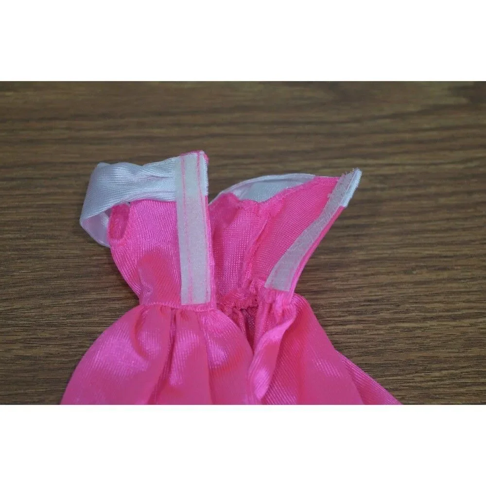 Barbie Doll Clothes Hot Pink Princess Dress Gown White Collar & Heels Shoes